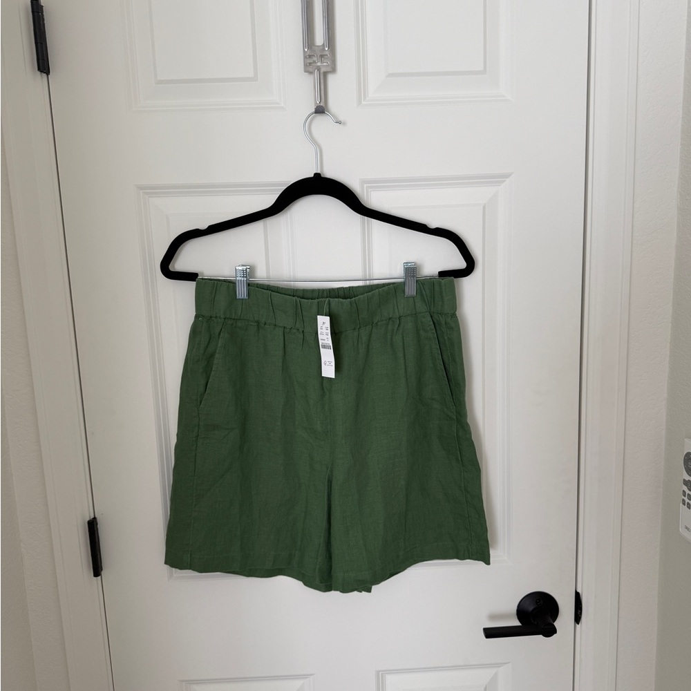 NWT J CREW Long Tropez Short in Linen Size S Green! - Picture 2 of 5